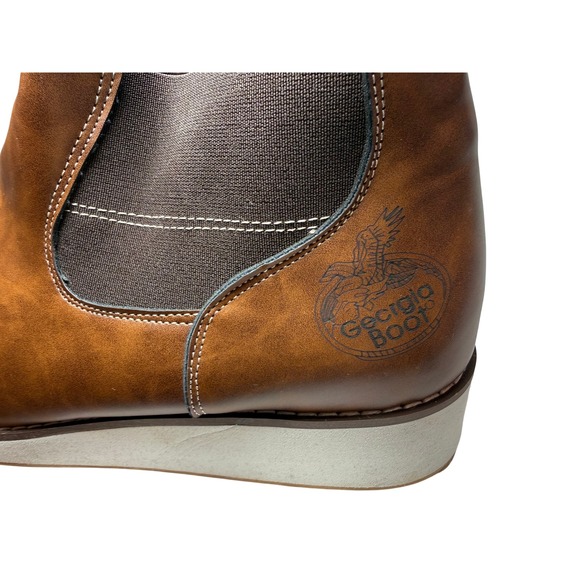 Georgia Boot Mens Brown Chelsea Wedge Sole Boots Square Toe EU 45 Slip On - Picture 4 of 13